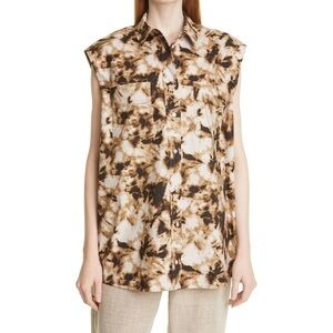 NWT Samsoe Samsoe Camo Sleeveless Shirt in Camo Clay
